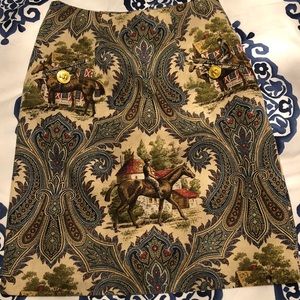 Like new preppy horse printed skirt, size 2